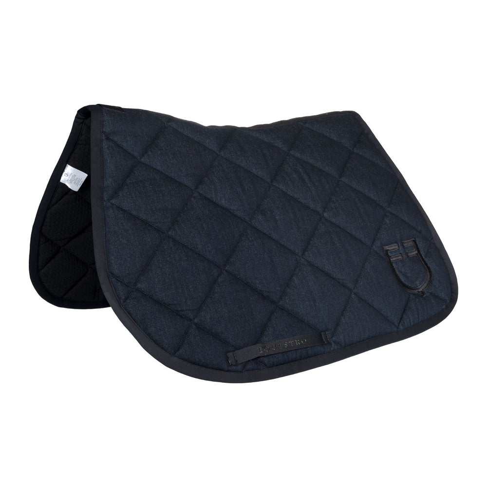 Jumping saddle pad in denim-effect technical  BLUE DENIM