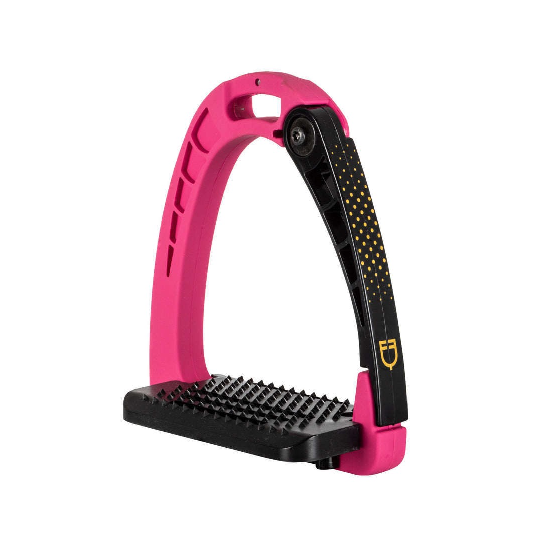 Junior stirrups side opening and wide tread PINK