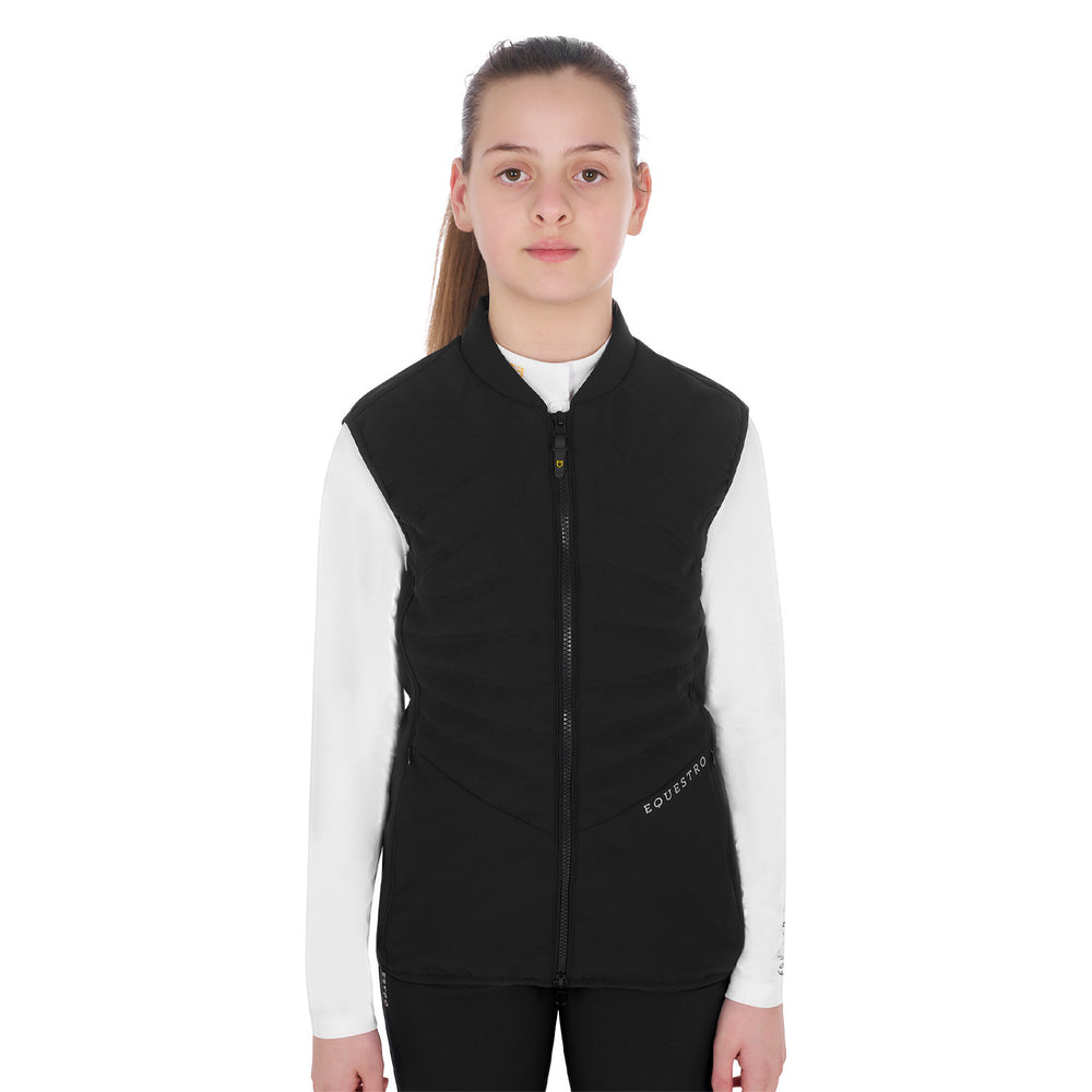 Girls' slim fit vest in technical fabric BLACK