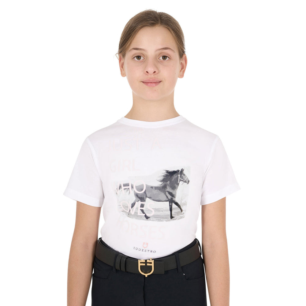 GIRL'S HORSE LOVER COTTON T-SHIRT WHITE