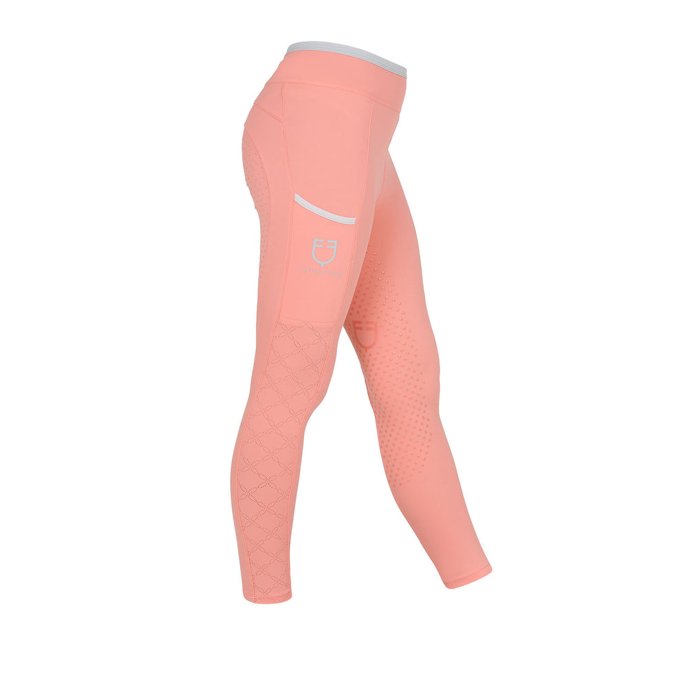 Girls' leggings with perforated decorations DESERT FLOWER (15-1435)/HARBOR MIST (14-4202)