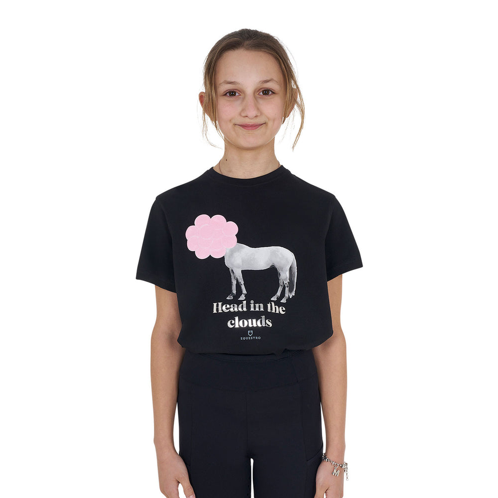 Girls' Head In The Clouds cotton T-shirt BLACK