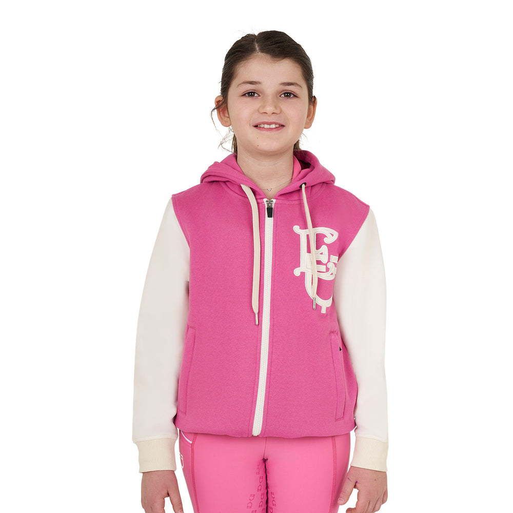 Girls' EQ two-tone hoodie with front zip CHATEAU ROSE (17-2120)/ANTIQUE WHITE (11-0105)