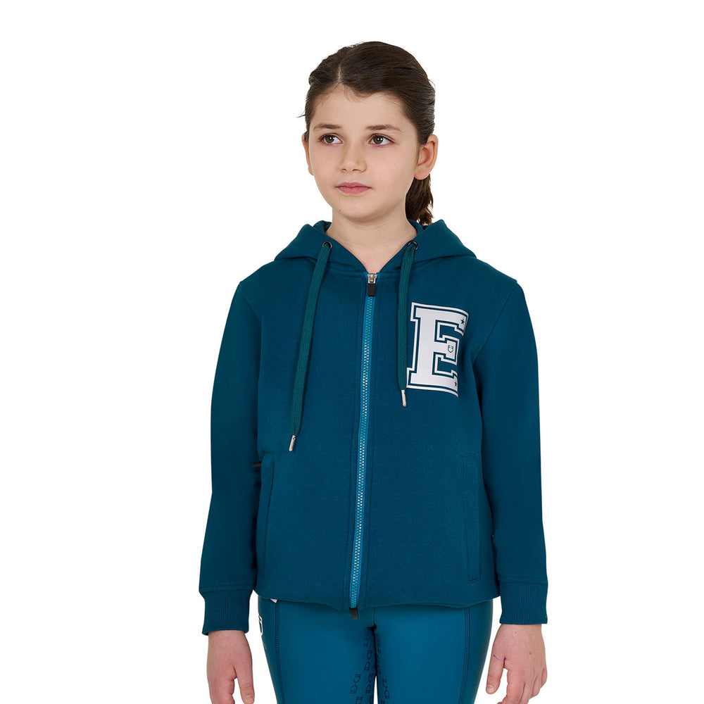 Girls' institutional hoodie with front zip BLUE CORAL (19-4526)