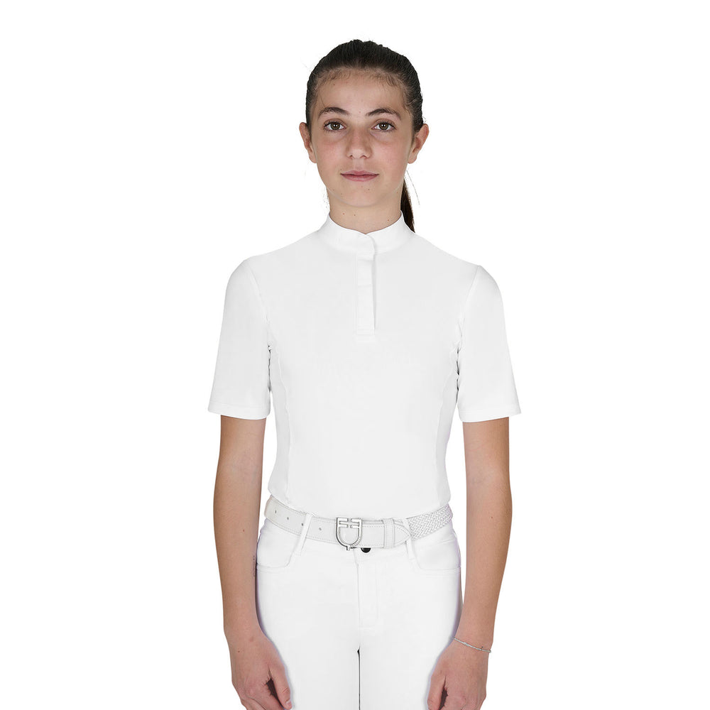 Girls' slim fit competition polo shirt with b WHITE