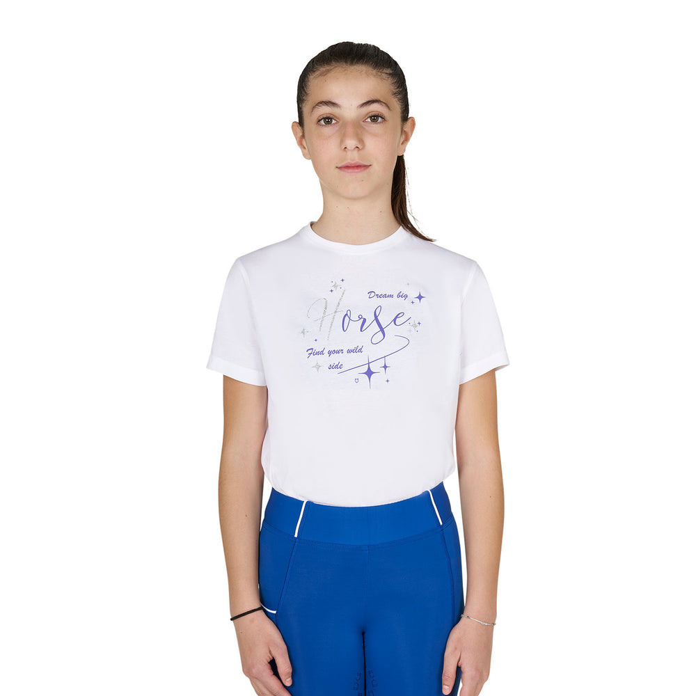 Girls' Dream Big cotton T-shirt with print WHITE