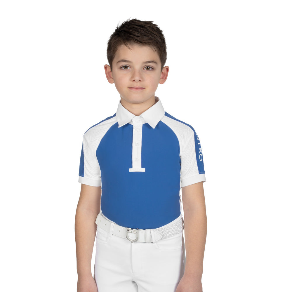 Boys' slim fit competition polo shirt four-bu BLUE QUARTZ (19-3964)
