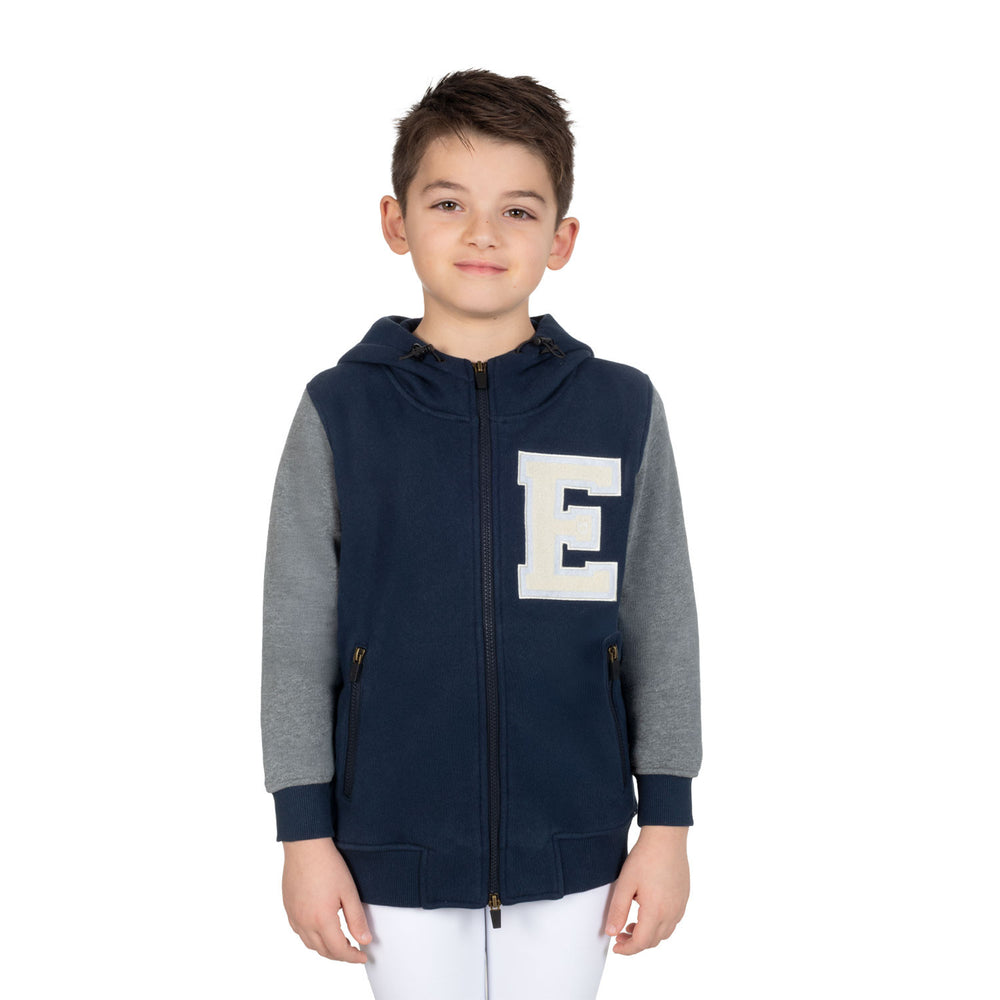 Boys' institutional two-tone hoodie with fron NAVY BLAZER (19-3923)/GREY MELANGE