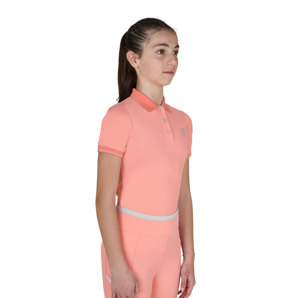 Kids' slim fit polo shirt in antibacterial te DESERT FLOWER (15-1435)/HARBOR MIST (14-4202)