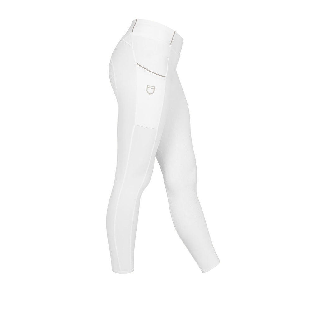 Girls' slim fit grip leggings with logo WHITE/OXFORD TAN (15-1306)