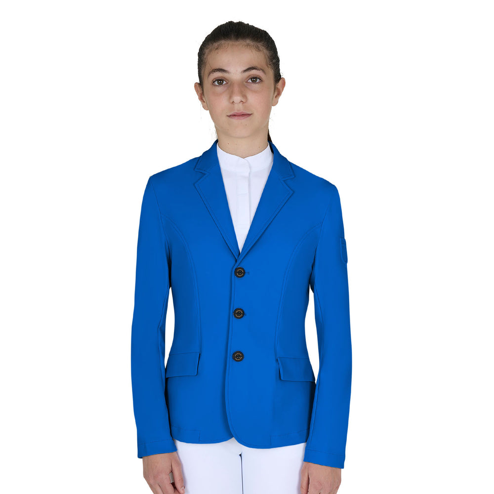 Kids' slim fit three button competition jacke BLUE QUARTZ (19-3964)