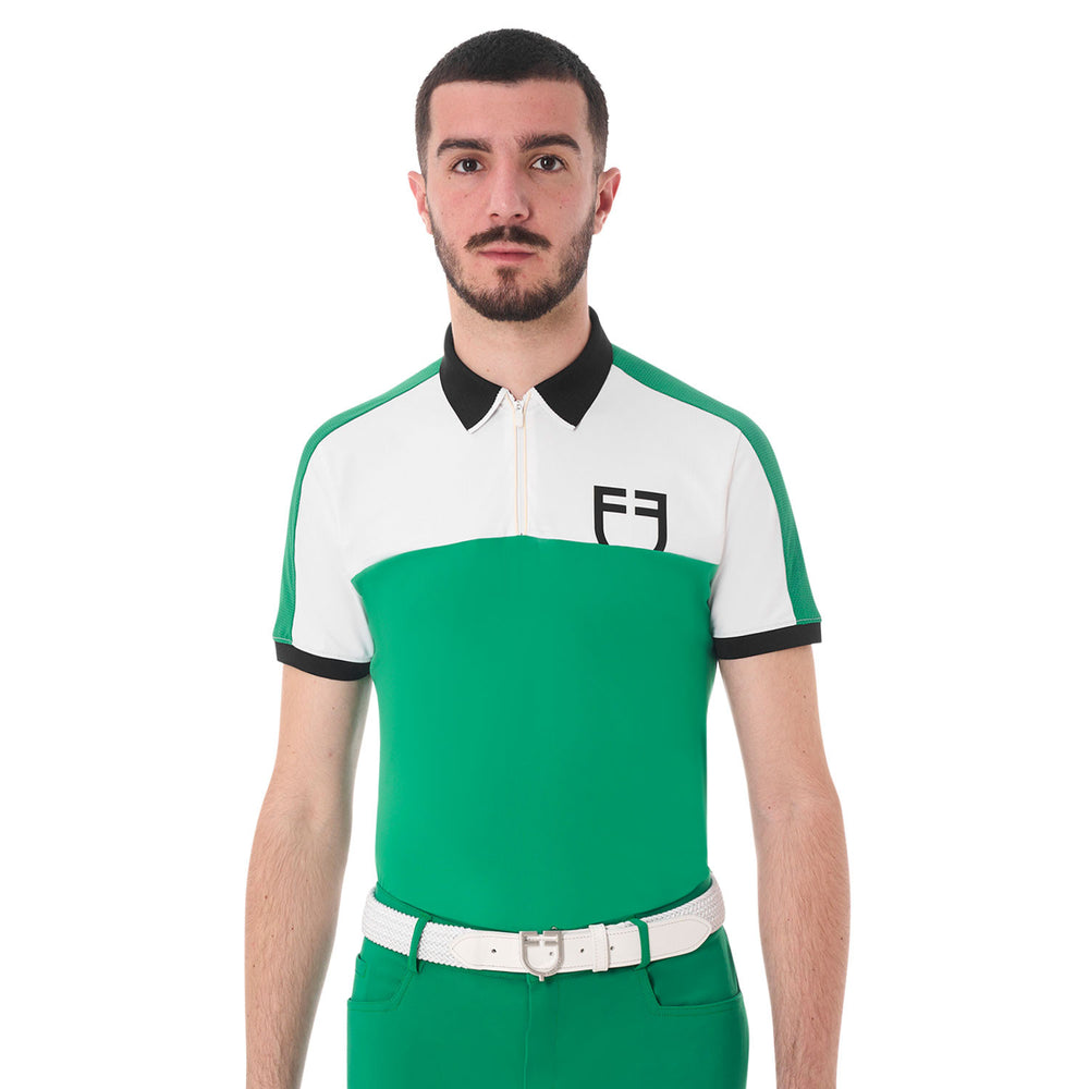 Men's slim fit training polo shirt with front ULTRAMARINE GREEN (18-5338)/WHITE