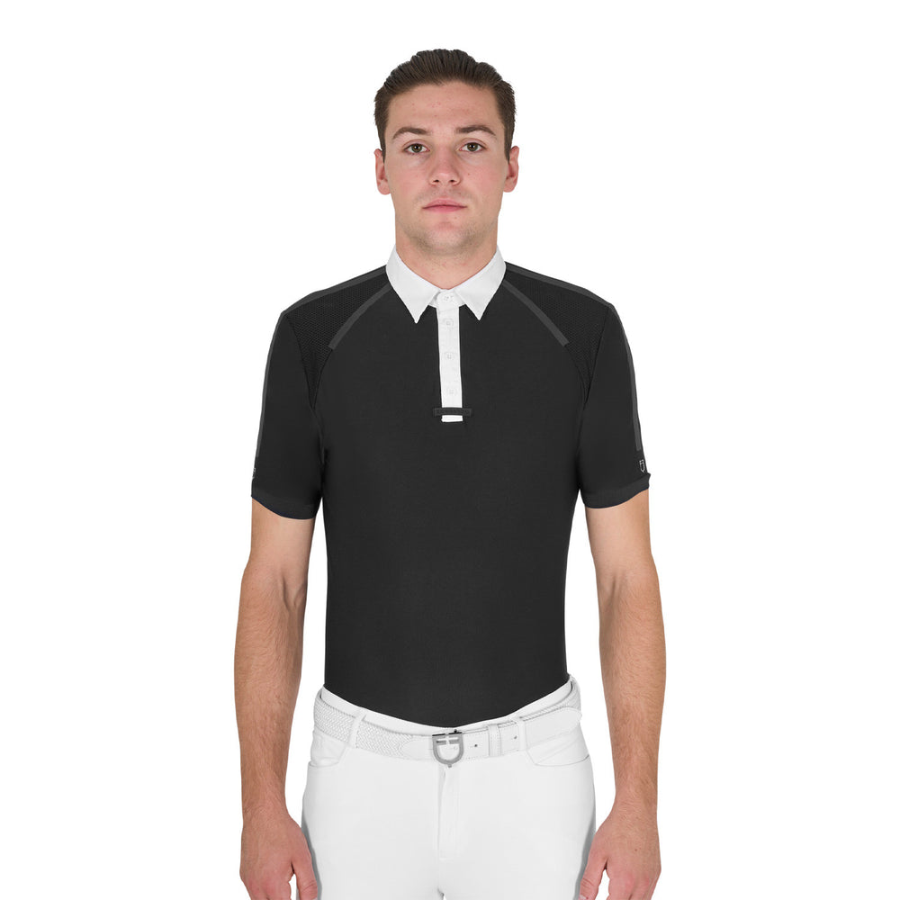 Men's slim fit short sleeve competition polo  BLACK