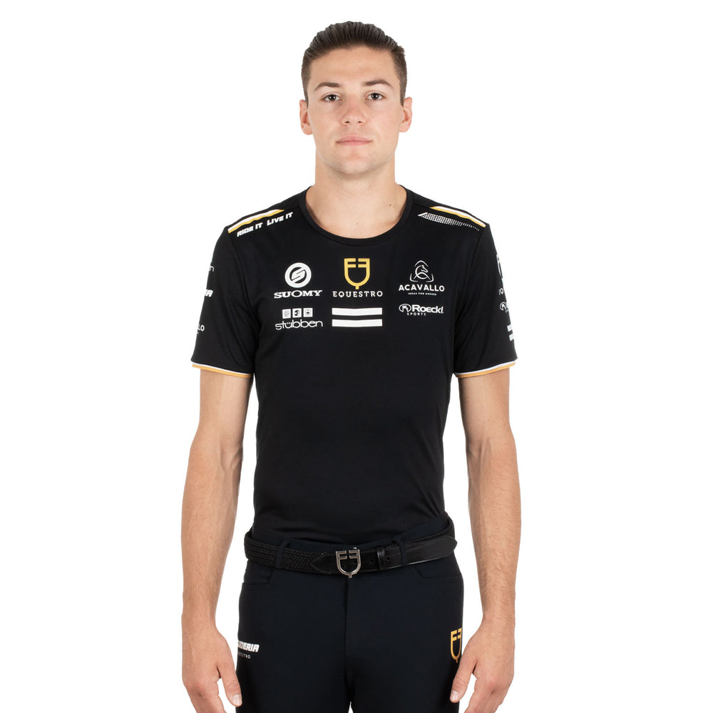 Men's multi logo T-shirt technical fabric BLACK