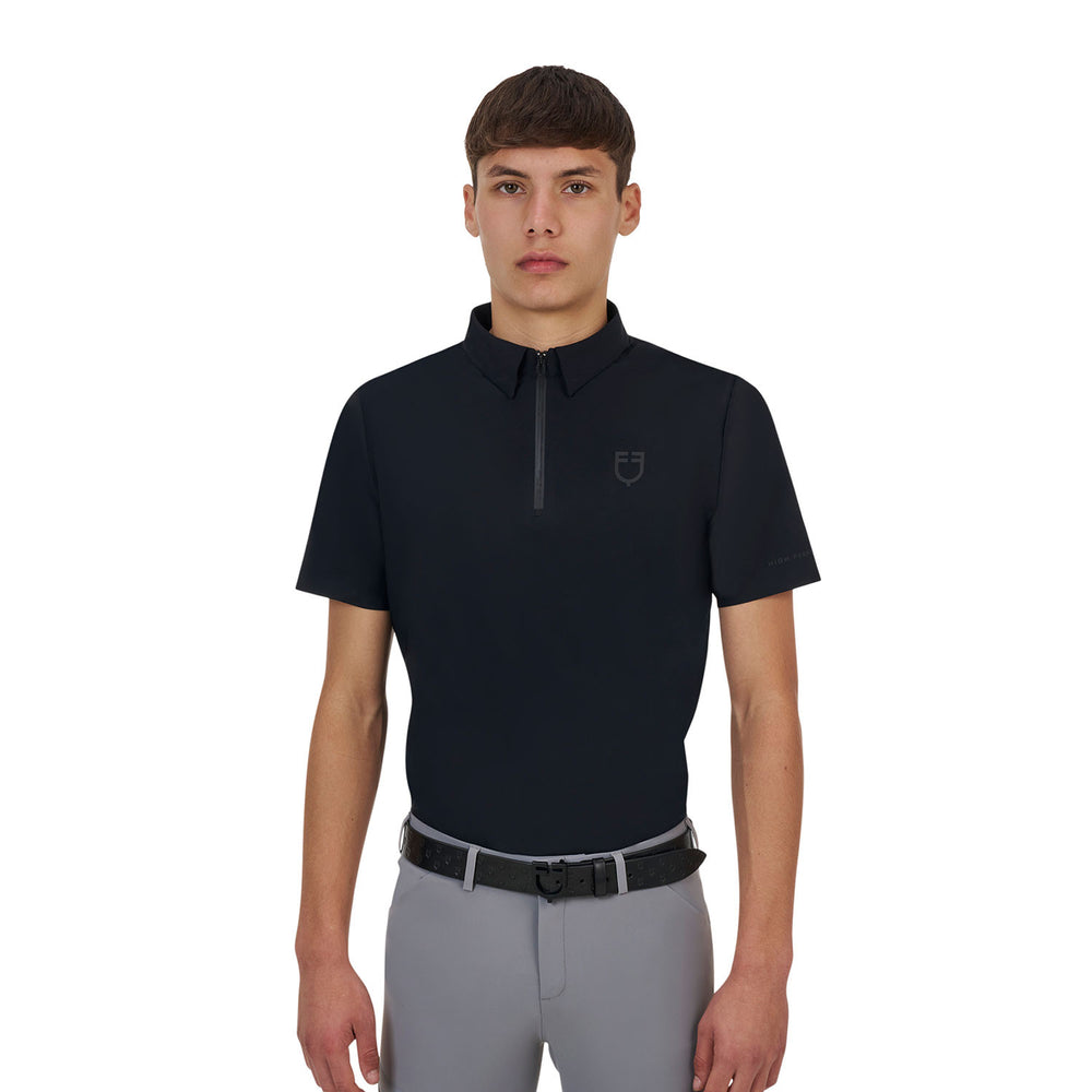 Equestro Ridertechnology men's training polo  BLACK