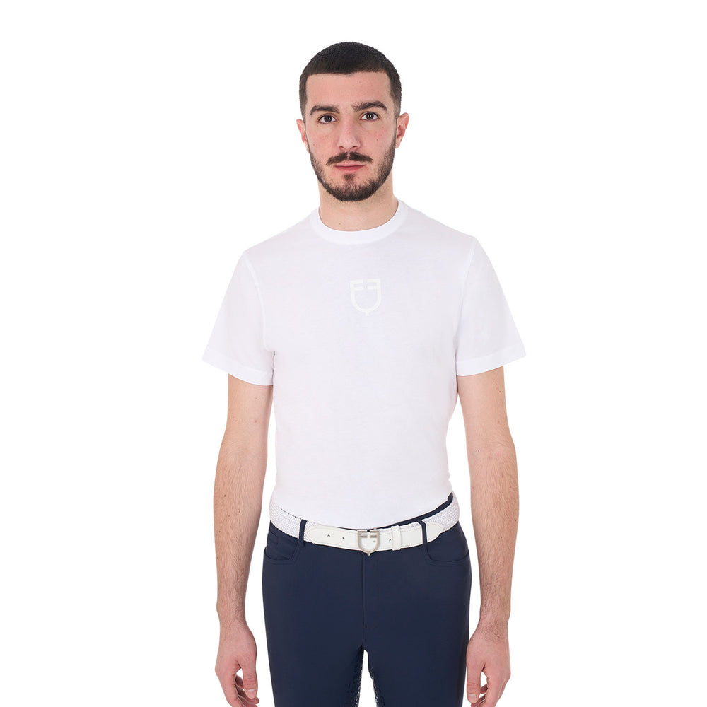 Men's basic T-shirt with tone-on-tone logo WHITE