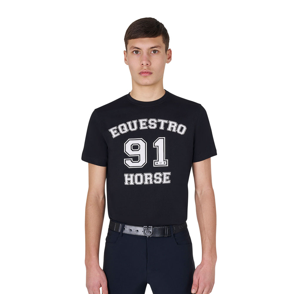 Men's Horse Club cotton T-shirt BLACK