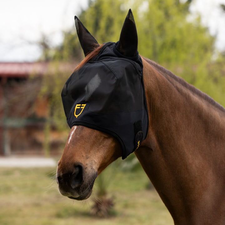 Fly mask with front logo BLACK