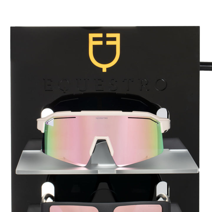ACRYLIC SUNGLASSES HOLDER WITH LASER-CUT LOGO AND MIRROR