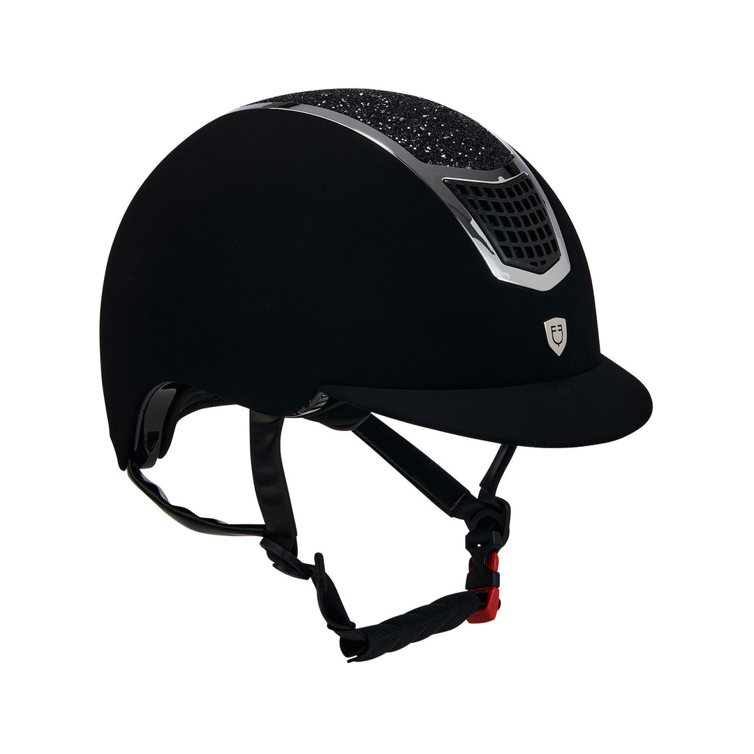 Ultra-light velvet helmet with rhinestones BLACK/SILVER