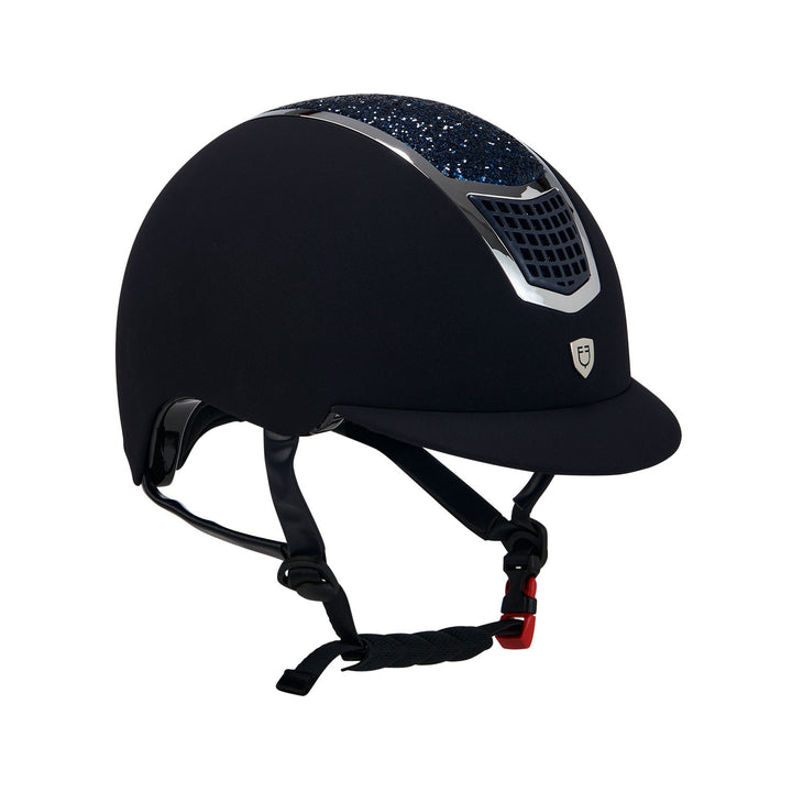 Ultra-light velvet helmet with rhinestones NAVY/SILVER