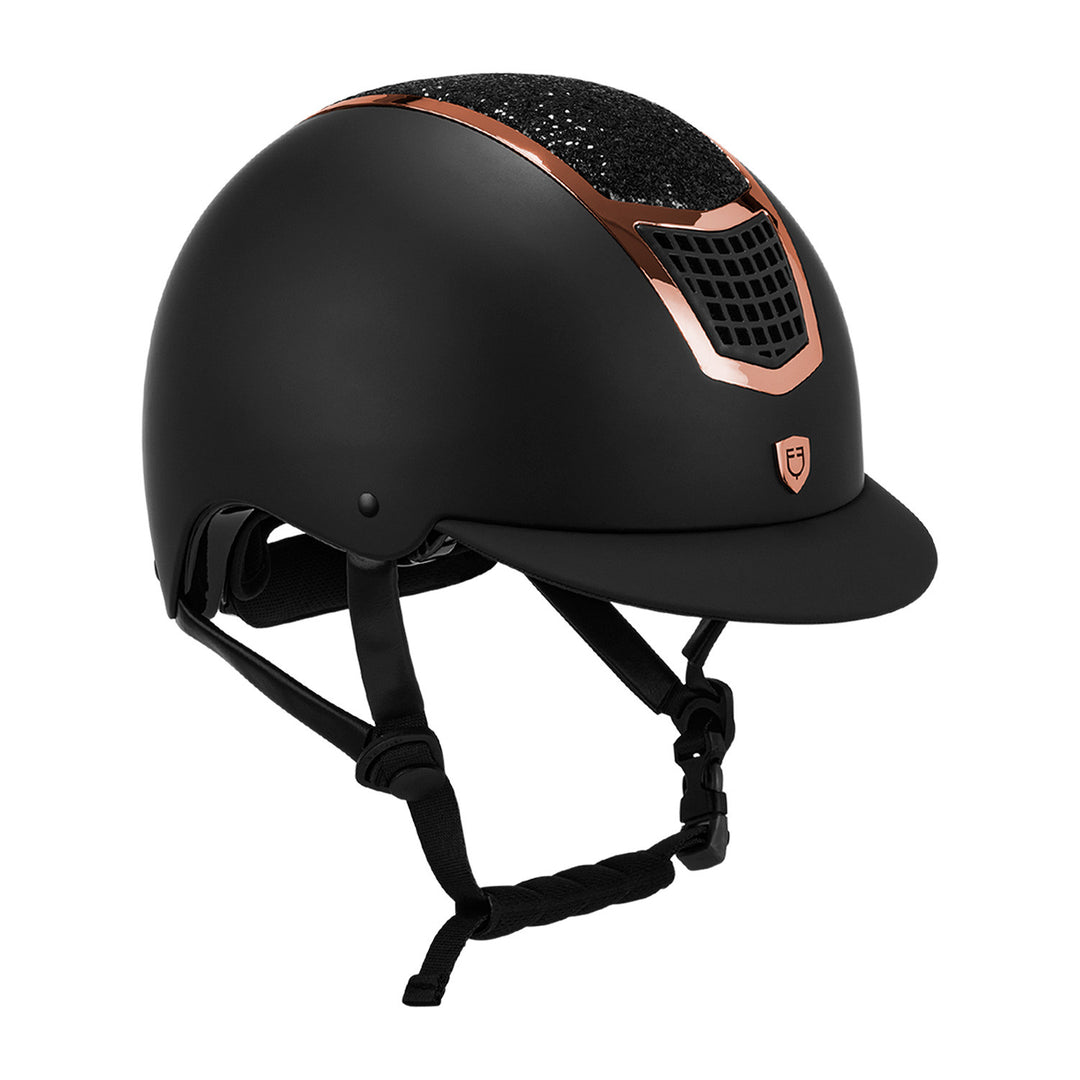 Helmet with rhinestones EN 1384-2023 homologa BLACK/ROSE GOLD