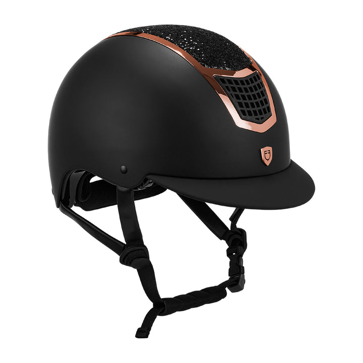 Helmet with rhinestones EN 1384-2023 homologa BLACK/ROSE GOLD