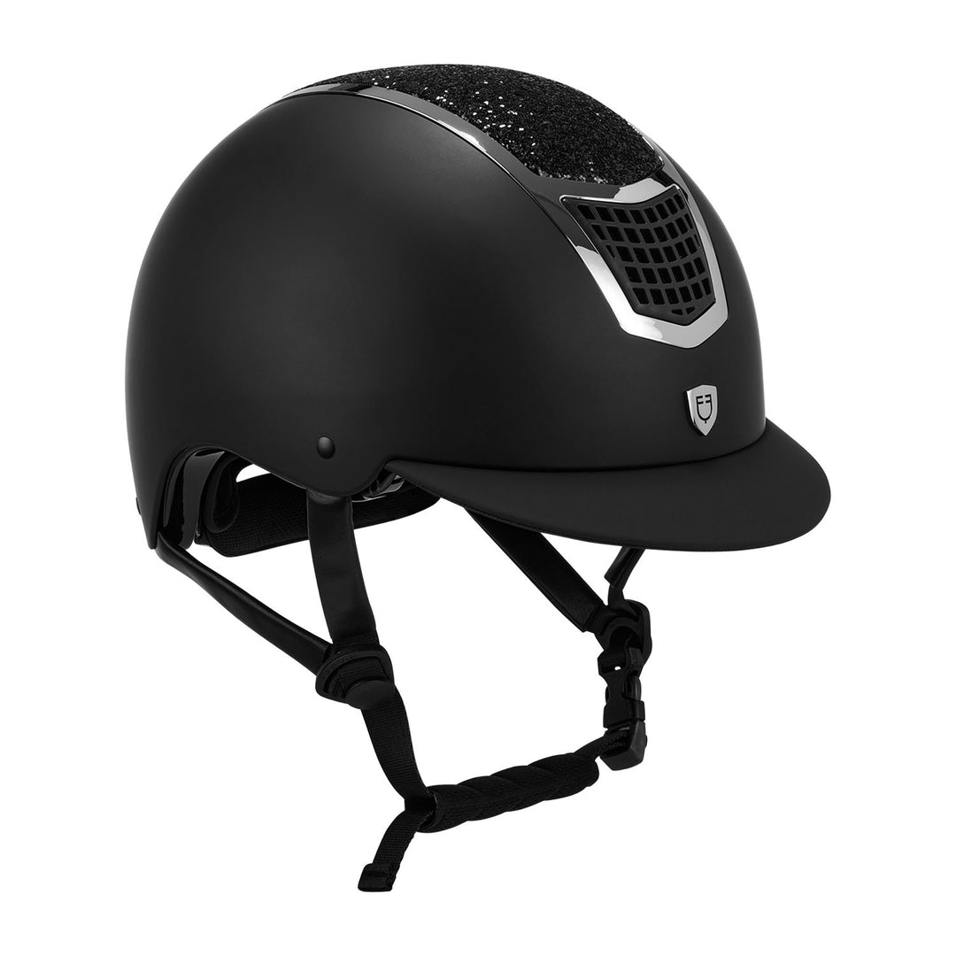 Helmet with rhinestones EN 1384-2023 homologa BLACK/SILVER