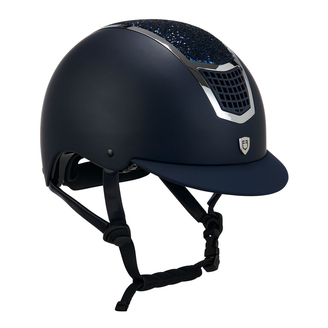 Helmet with rhinestones EN 1384-2023 homologa NAVY/SILVER