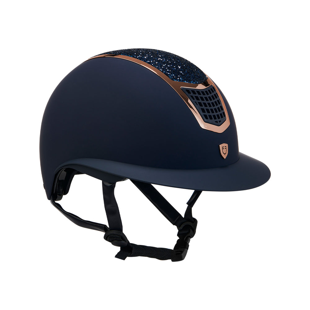 Helmet with rhinestones and wide visor homolo NAVY/ROSE GOLD