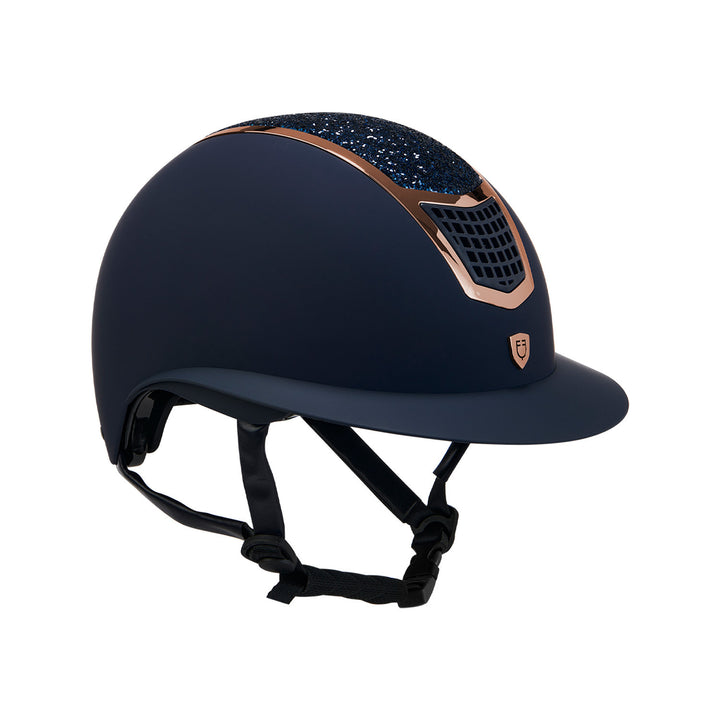 Helmet with rhinestones and wide visor homolo NAVY/ROSE GOLD