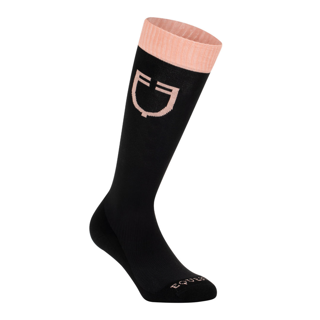 Stretch technical sock with contrasting logo BLACK/PINK