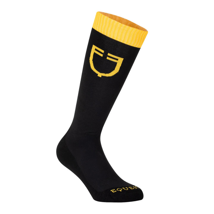 Stretch technical sock with contrasting logo BLACK/YELLOW
