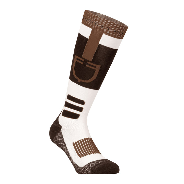 Sock in technical and breathable fabric with  BLACK/ANTIQUE WHITE (11-0105)/MARRON (18-1415)