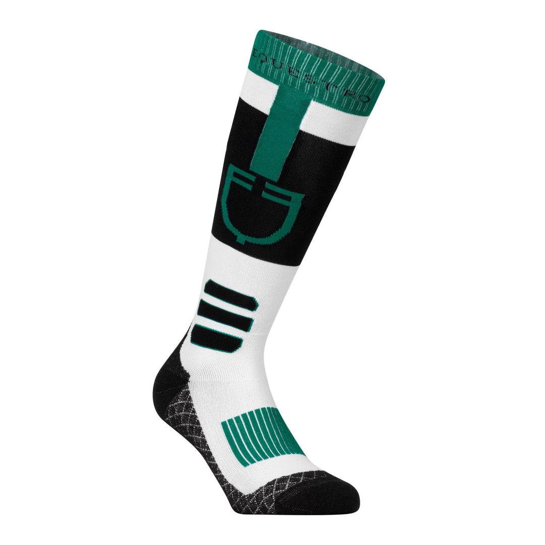 Sock in technical and breathable fabric with  BLACK/WHITE/ULTRAMARINE GREEN (18-5338)