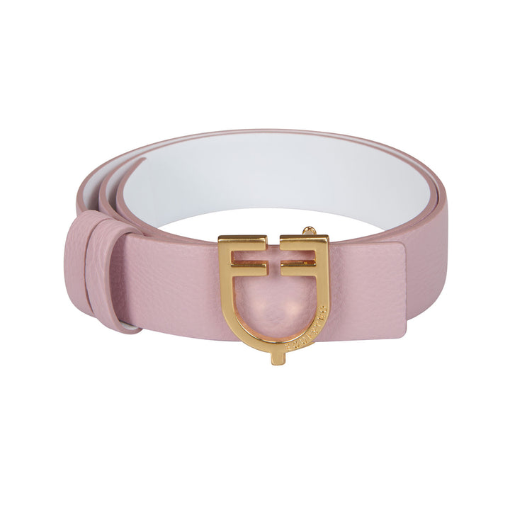 Double face smooth leather belt GOLD/PINK-WHITE