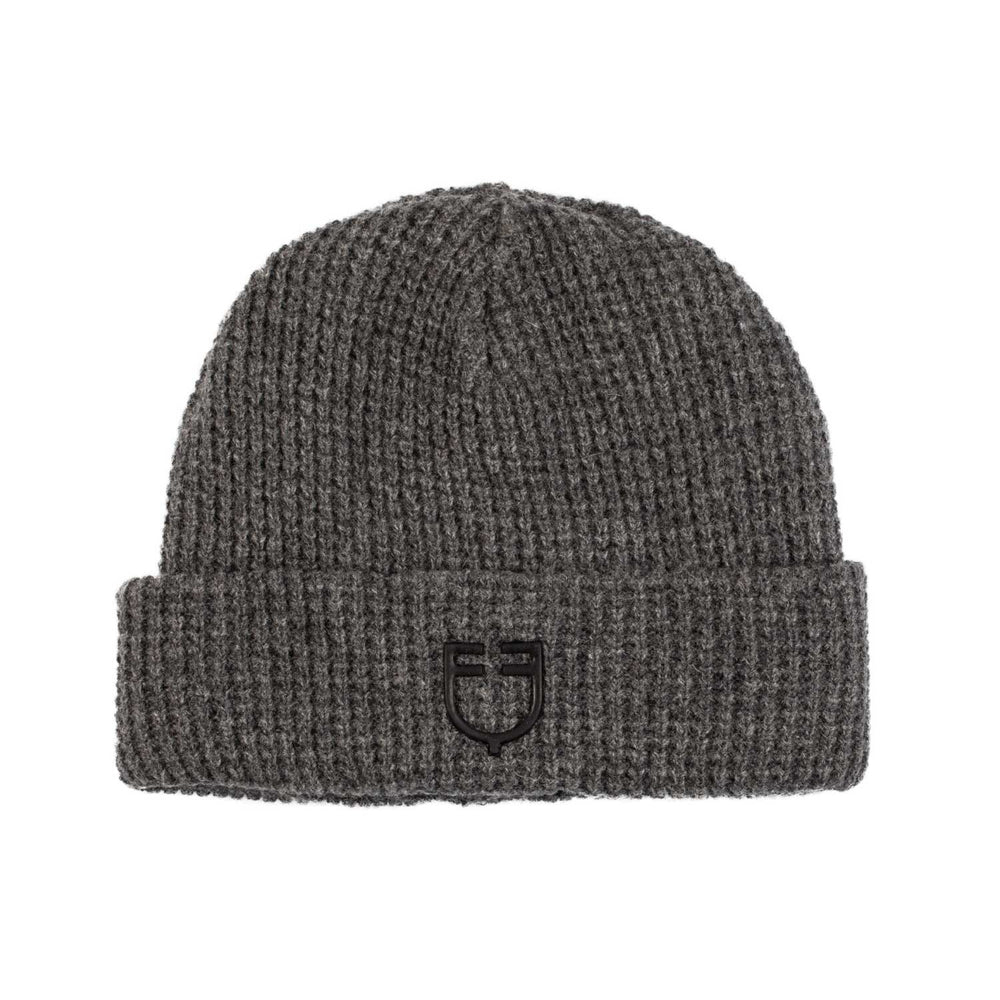 Unisex ribbed wool beanie with logo MELANGE GREY