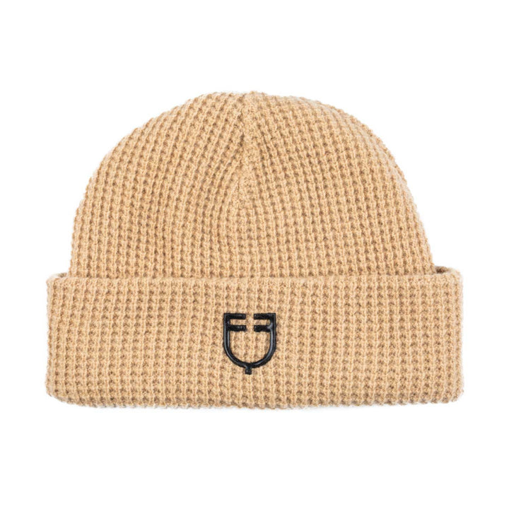 Unisex ribbed wool beanie with logo CAMMELLO