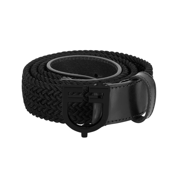 Elastic belt with black logoed buckle BLACK