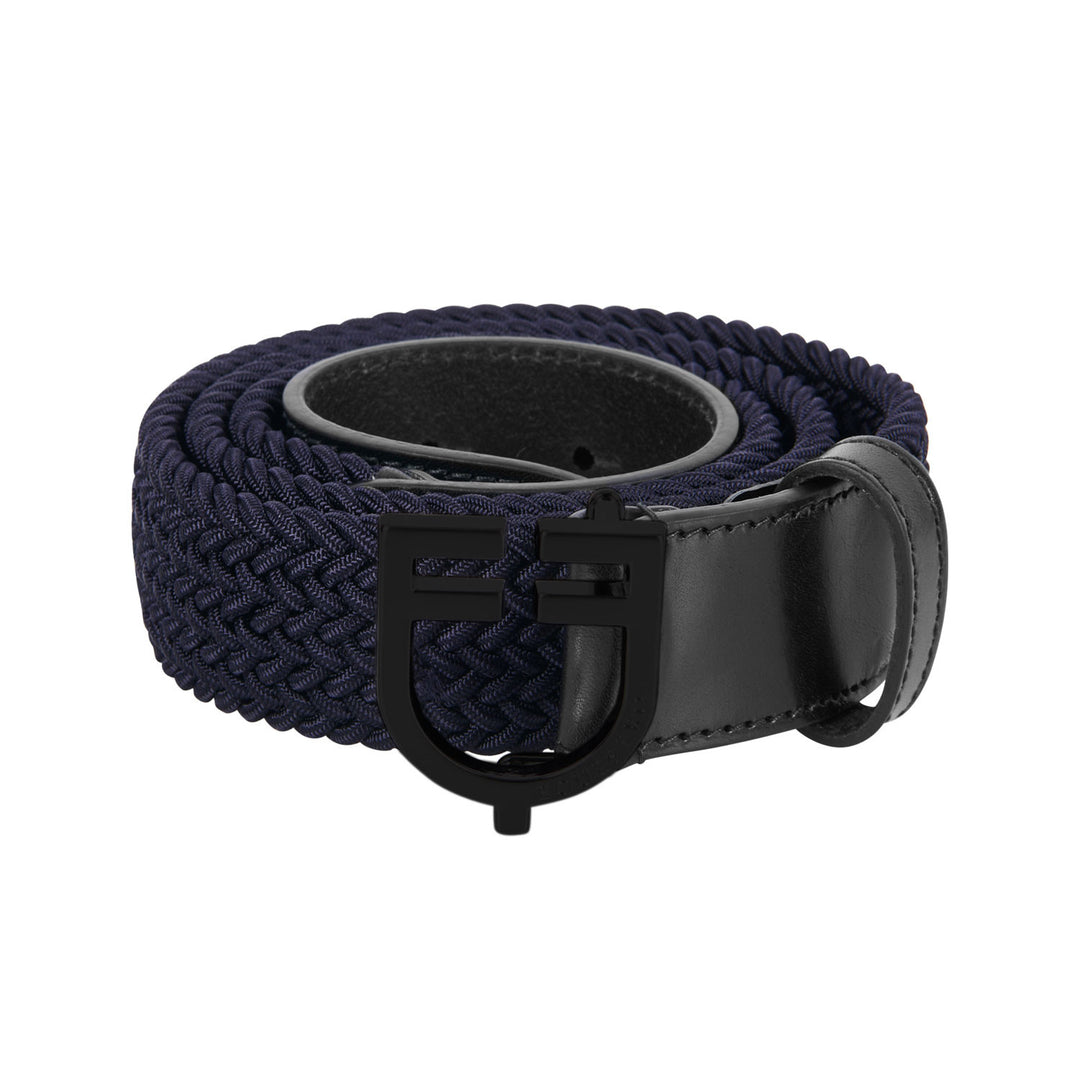 Elastic belt with black logoed buckle NAVY