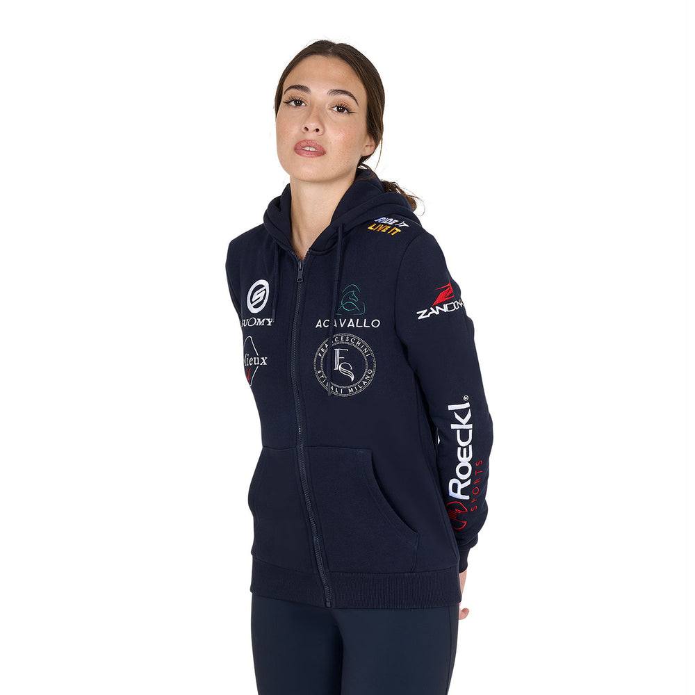Women's multi-logo hoodie 2024 design NAVY BLAZER (19-3923)