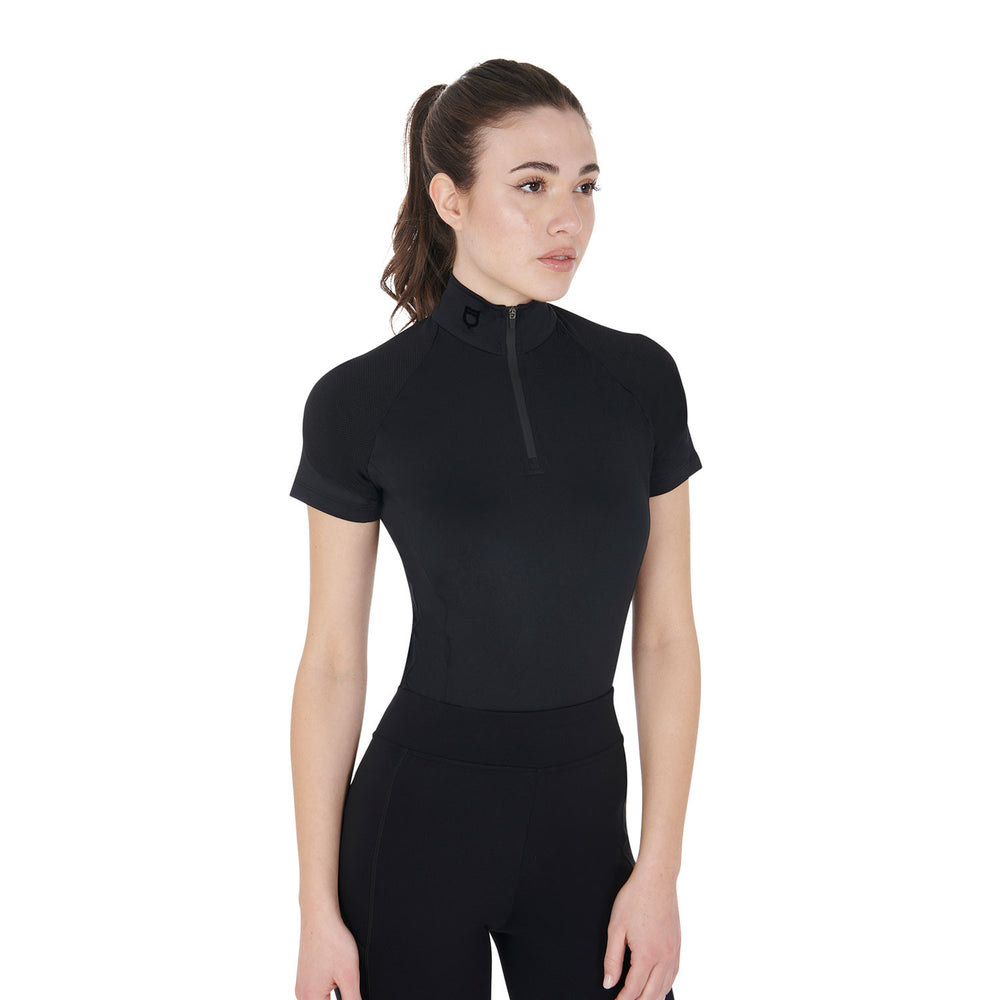 Women's slim fit short sleeve base layer BLACK/BLACK