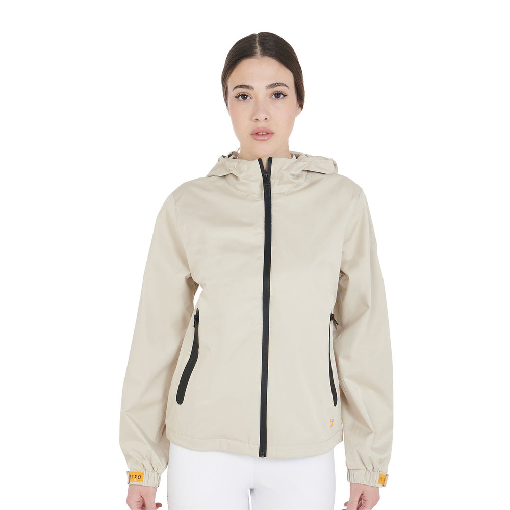 Women's three-layer technical raincoat BEIGE
