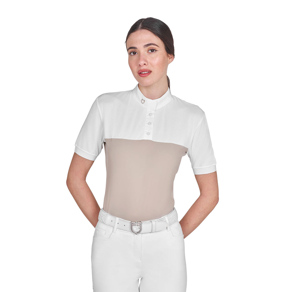 Women's slim fit polo shirt in technical fabr OXFORD TAN (15-1306)