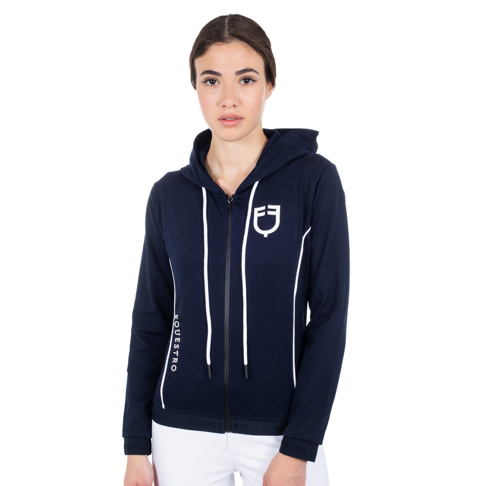 Women's sweatshirt with interlock front zip NAVY BLAZER (19-3923)/WHITE