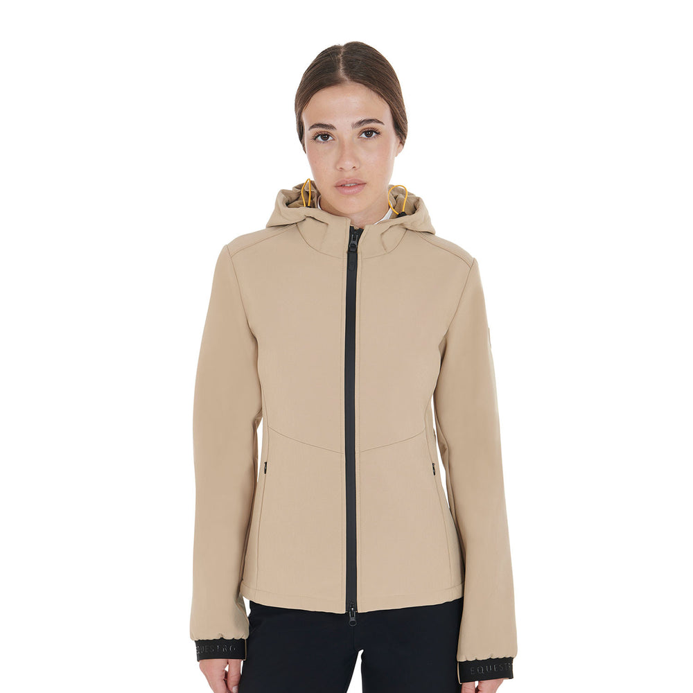 Women's slim fit softshell jacket with concea BEIGE