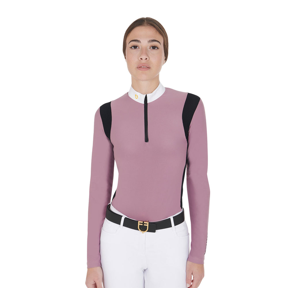 Women's slim fit polo shirt in technical fabr PINK