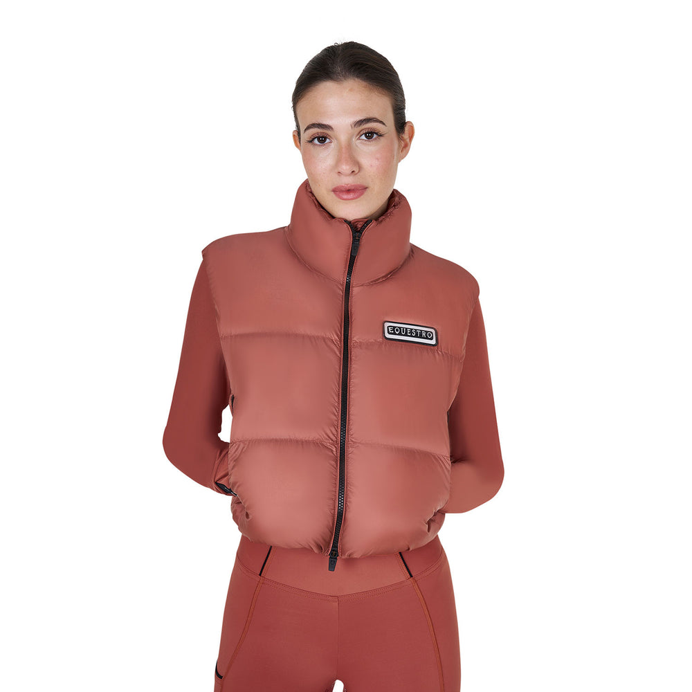 Women's zippered cropped vest REDWOOD (18-1443)