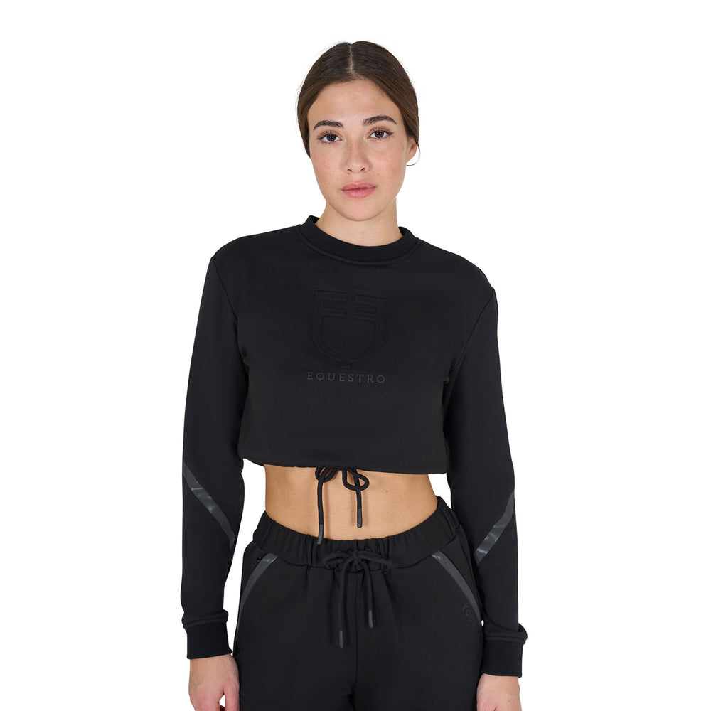Women's cropped crewneck sweatshirt BLACK