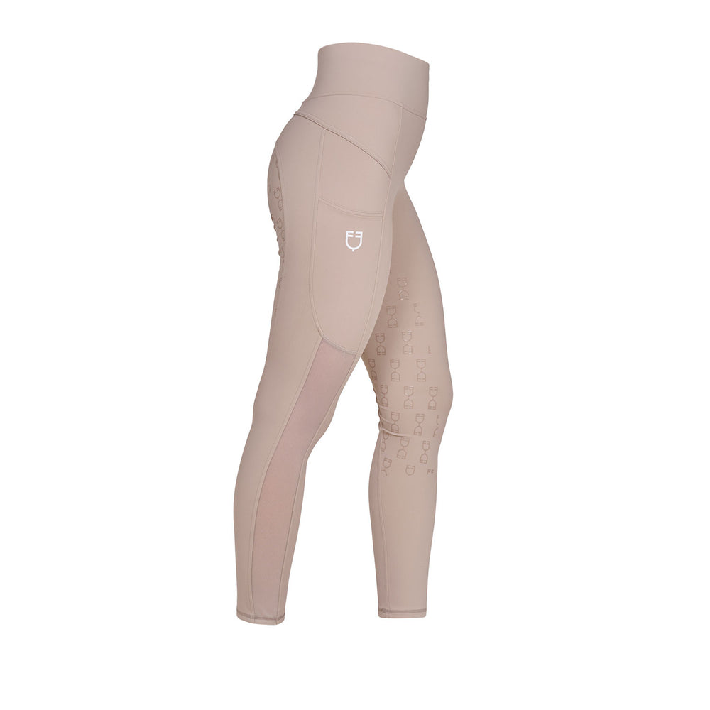Women's slim fit leggings micro mesh inserts OXFORD TAN (15-1306)